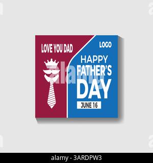 Happy Vatertag Vector Banner Design editierbare Vorlage mit Herzen für Social Media Posts Stock Vektor