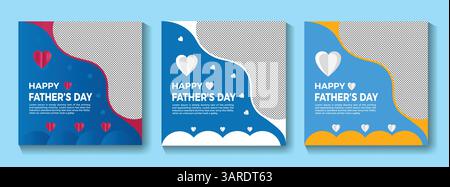 Happy Vatertag Vector Banner Design editierbare Vorlage mit Herzen für Social Media Posts Stock Vektor