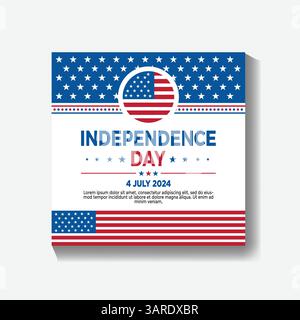 Juli Unabhängigkeitstag Vektor Banner USA Flag Design für Social Media & Celebration Graphics Stock Vektor