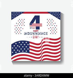 Juli Unabhängigkeitstag Vektor Banner USA Flag Design für Social Media & Celebration Graphics Stock Vektor