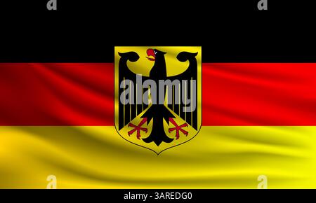 Vektorflagge von Deutschland winkend Nahaufnahme Stil Hintergrund Illustration Stock Vektor