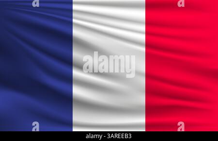 Vektorfahne von Frankreich winkende Nahaufnahmebildschirm Stock Vektor