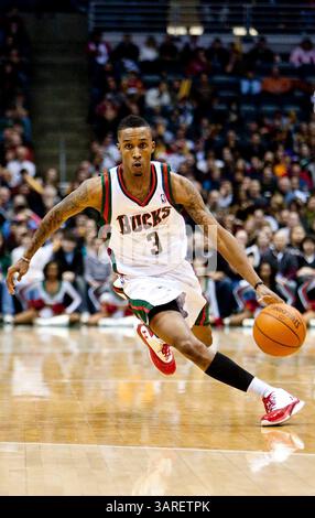 Februar 2010 Milwaukee, WI. Bradley Center...Milwaukee Buck gewann 93–88 die Charlotte Bobcats. Mike McGinnis/CSM(Bild: © Mike McGinnis/Cal Sport Media/ZUMApress.com) Stockfoto
