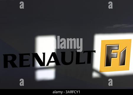 31. Januar 2010 - Valencia, Spanien - Renault F1 Logo. Renault R30 Markteinführung. (Vermerk: © Sutton Motorsports/ZUMApress.com) Stockfoto