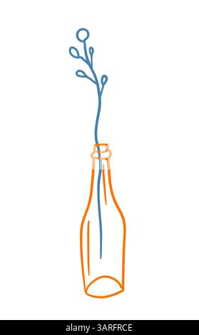 Blume in einer Linie in einer Vase. Handzeichnung. Nicht AI, Vektorillustration Stock Vektor