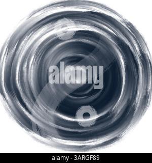 Abstrakte kreisförmige Pinselstriche schaffen eine dynamische monochromatische Komposition mit ausdrucksstarker Bewegung und Textur-Orphismus Stockfoto