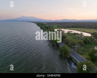 Nicaragua natürliche Landschaft aus der Vogelperspektive mit Mombacho-Vulkan Hintergrund Stockfoto