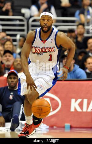 FEBRUAR 2010: Los Angeles Clippers vs Utah Jazz, Staples Center, Los Angeles, Kalifornien. Endrunde Clippers 99 Jazz 109. Clippers #1 Baron Davis (Foto: © Jayne Oncea/Cal Sport Media/ZUMApress.com) Stockfoto