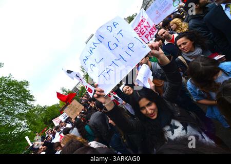 Juli 2013 - London, England, Vereinigtes Königreich - Hunderte von Demonstranten versammeln sich im Hyde Park, um Solidarität mit den Demonstranten des Gezi Park in der Türkei zu zeigen. Die türkische Polizei hat am zweiten Tag im Gezi-Park in Istanbul gewaltsam mit Demonstranten zusammengeschlagen. (Kreditbild: © Gail Orenstein/ZUMAPRESS.com) Stockfoto