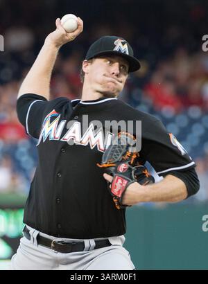29. August 2013 - Washington, DC, USA - Miami Marlins Starting Pitcher Tom Koehler (34) liefert ein Pitch gegen die Washington Nationals während des ersten Inning im Nationals Park in Washington, D. C, Donnerstag, 29. August 2013. (Bild: © Harry E. Walker/MCT/ZUMAPRESS.com) Stockfoto
