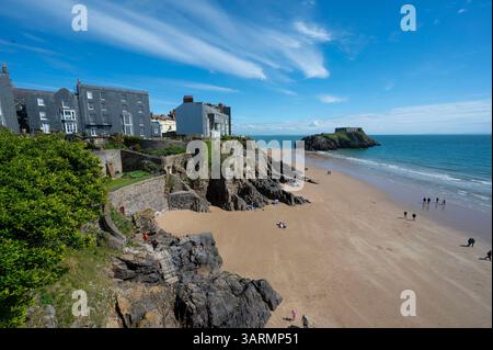 Tenby (Walisisch: Dinbych-y-pysgod, lit. Fortlet of the Fish ist eine Küstenstadt im County Pembrokeshire, Wales. Stockfoto