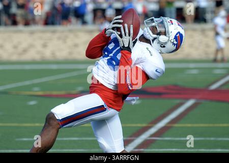 30. Juli 2013: Rochester, New York, USA S - Buffalo Bills Wide Receiver MARQUISE GOODWIN (88) lässt sich während eines morgendlichen Trainingslagers am St. John Fisher College in Rochester, NY, unter einem Pass nieder (Bild: © Michael Johnson/ZUMAPRESS.com). Stockfoto