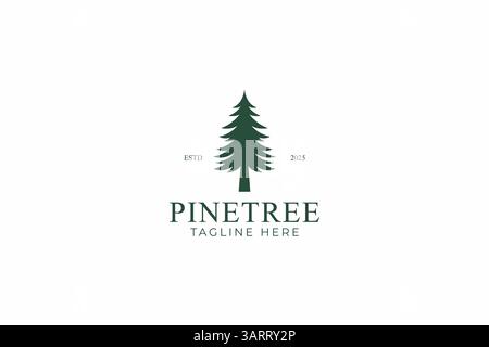 Pinienbaum-Logo mit minimalistischem und umweltfreundlichem Design, das die Harmonie der Natur widerspiegelt Stock Vektor