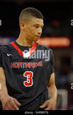 12. Dezember 2012 - 16. November 2013 Fresno, KALIFORNIEN - Cal State Northridge Stürmer Stephan Hicks im Spiel zwischen den Northridge Matadors und den Fresno State Bulldogs im Save Mart Center in Fresno, CA. Fresno State gewann das Spiel 80 zu 64.(Credit Image: © Phil Hawkins/Cal Sport Media/ZUMAPRESS.com) Stockfoto