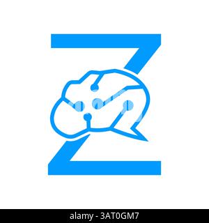 Letter Z Brain Logo Design Vector Template Stock Vektor