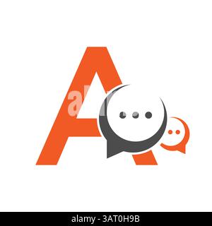 Erstes Kommunikationslogo auf Buchstabe A mit Chat-Symbol Stock Vektor