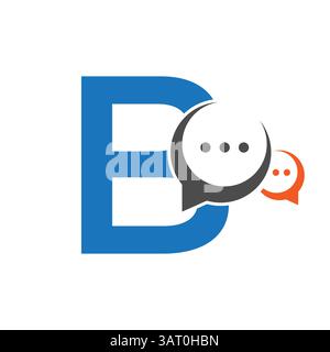 Erstes Kommunikationslogo auf Buchstabe B mit Chat-Symbol Stock Vektor