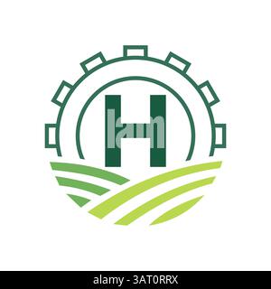 Agrarlogo auf Buchstabe H. Agro Farming Logo Symbol Vektor und Vorlage Stock Vektor