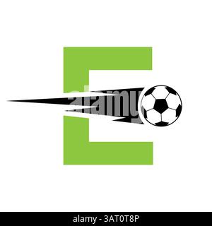 Fußball-Logo mit Anfangsbuchstabe E und Geschwindigkeitssymbol. Fußball-Logo für Academy und Club-Schild Stock Vektor
