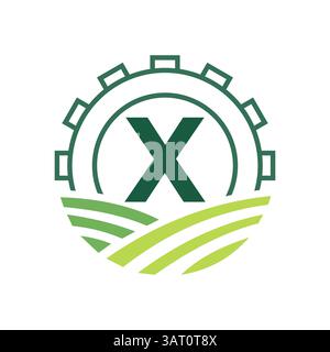 Landwirtschafts-Logo auf Buchstabe X. Agro Landwirtschafts-Logo-Symbol-Vektor und -Vorlage Stock Vektor