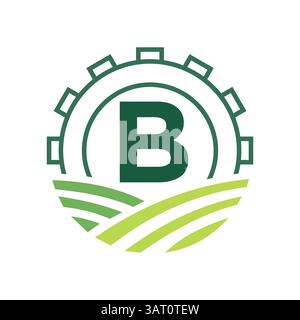 Landwirtschafts-Logo auf Buchstabe B. Agro Farming Logo Symbol Vektor und Vorlage Stock Vektor