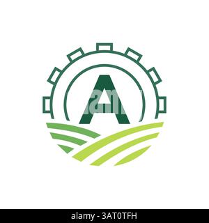 Landwirtschafts-Logo auf Buchstabe A. Landwirtschafts-Logo-Symbol-Vektor und -Vorlage Stock Vektor