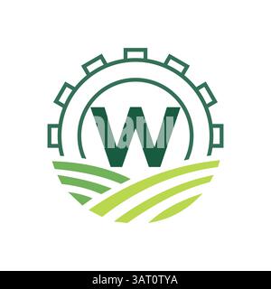 Landwirtschafts-Logo auf Buchstabe W. Agro Landwirtschafts-Logo-Symbol-Vektor und -Vorlage Stock Vektor