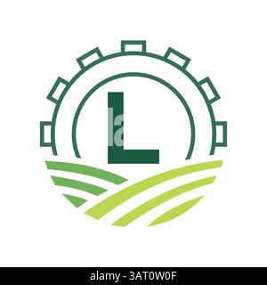 Agrarlogo auf Buchstabe L. Agro Farming Logo Symbol Vektor und Vorlage Stock Vektor
