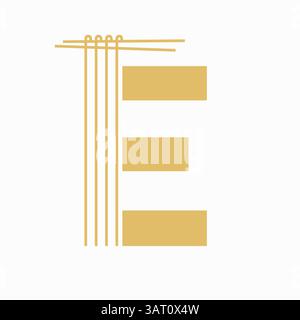 Letter E Nudeln Logo Design Konzept mit Nudeln und Sticks Symbol Vektor Vorlage Stock Vektor