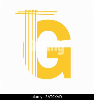 Letter G Nudeln Logo Design Konzept mit Nudeln und Sticks Symbol Vektor Vorlage Stock Vektor