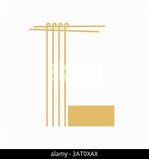 Letter L Nudeln Logo Design Konzept mit Nudeln und Sticks Symbol Vektor Vorlage Stock Vektor