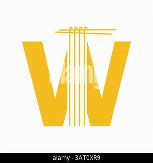 Letter W Nudeln Logo Design Konzept mit Nudeln und Sticks Symbol Vektor Vorlage Stock Vektor