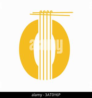 Letter O Nudeln Logo Design Konzept mit Nudeln und Sticks Symbol Vektor Vorlage Stock Vektor