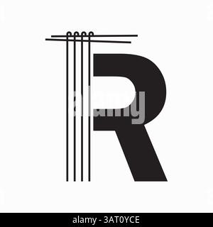 Letter R Nudeln Logo Design Konzept mit Nudeln und Sticks Symbol Vektor Vorlage Stock Vektor