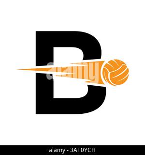Anfangsbuchstabe B Volleyball-Logo mit Geschwindigkeitssymbol. Volleyball-Logo für Academy und Club-Schild Stock Vektor