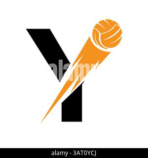 Y-Volleyball-Logo mit Anfangsbuchstabe und Geschwindigkeitssymbol. Volleyball-Logo für Academy und Club-Schild Stock Vektor