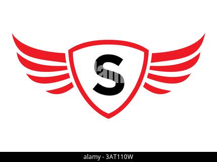 Wing-Logo auf Buchstabe S für das Logo für den Transport Stock Vektor