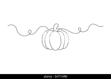 Minimalistisches Kürbissymbol eine Linie Zeichnung Vektor Illustration Stock Vektor