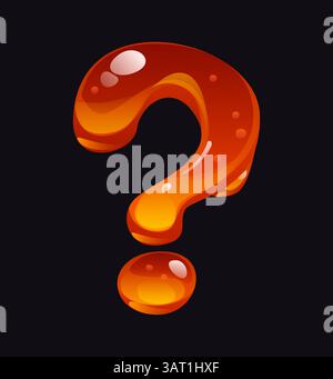 Fließende Honigcartoon-Zeichensetzung Fragezeichen. Leckerer Bernsteinfluss englisches Alphabet Schriftzeichen, Bonbon-Vektor englisches Typzeichen. Süßes Honigcarto Stock Vektor
