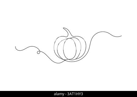 Minimalistisches Kürbissymbol eine Linie Zeichnung Vektor Illustration Stock Vektor