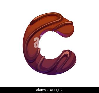 Süßigkeiten-Schriftart oder süße Desserttyp des Zeichentrickbuchstabens C Schokoladenkonfekt, Vektorschrift. Süßes Dessert englisches Alphabet oder Backkekse Schriftart, c Stock Vektor