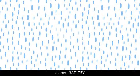 Einfaches Regenmuster. Kleiner Strich. Nahtloses Muster blauer Wassertropfen auf weißem Hintergrund. Vektorabbildung Stock Vektor