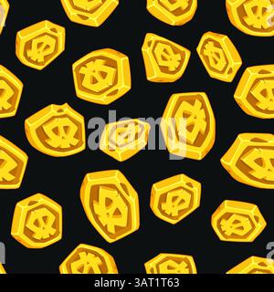 Nahtloses Muster mit Piratenmünze oder schwarzer Markierung. Piratenschatz Stock Vektor