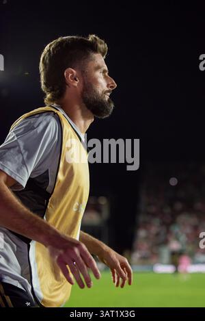 Am 9. April 2025 feiert der LAFC-Stürmer Olivier Giroud (9) ein Spiel im CONCACAF Champions Cup im Chase Stadium. Quelle: Jose Luis Suerte Stockfoto