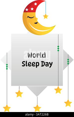 Weltschlaftag Entspannung Bewusstsein Vektor-Illustration Stock Vektor