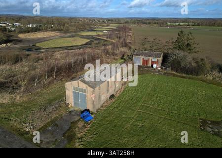 RAF Wombleton Feuerwehrschuppen und Nachtfliegenden Laden Stockfoto