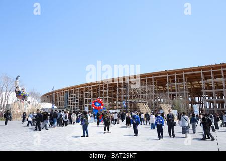 Ein Bild zeigt den Grand Ring auf der Expo 2025 in Osaka, Japan, 14. April 2025. Die Expo 2025 läuft sechs Monate vom 13. April bis 13. Oktober. (Foto von AFLO) Stockfoto