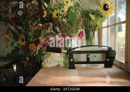Frische Blumen im Blumenstudio Stockfoto