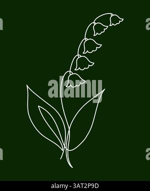 Frühlingslilie des Tals in einer kontinuierlichen Linienzeichnung. Einfache minimalistische Linear abstrakte Blume May Glocken. Vektor-Illustration für Hochzeitsdesign, Stock Vektor