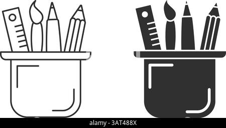 Schreibwaren-Symbol im flachen Stil. Vektorillustration für Büromaterialien auf isoliertem Hintergrund. Geschäftskonzept für Schreibschilder. Stock Vektor